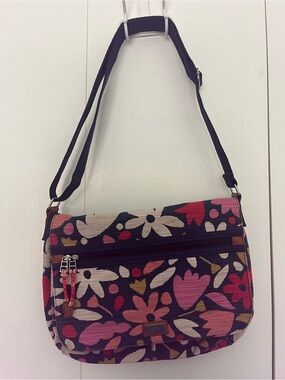 Fossil Floral Canvas Crossbody Bag - Pink, Black & Cream